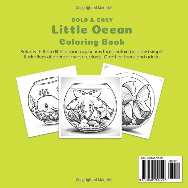 Little Ocean Coloring Book: Bold & Easy Cute Sea Creatures for Teens and Adults (The Happy Crayon)