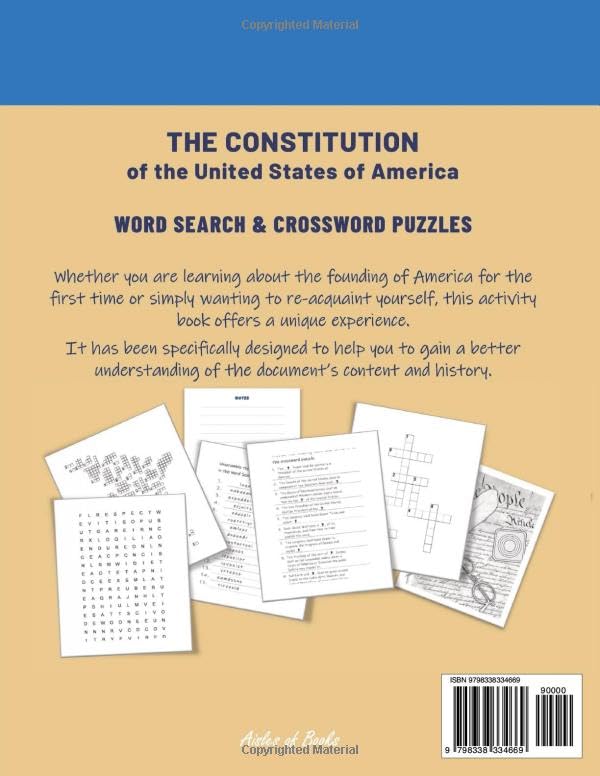 The Constitution of the United States of America Word Search & Crossword Puzzle Activity Book: Includes the Bill of Rights and Amendments 11-27 (America Series)