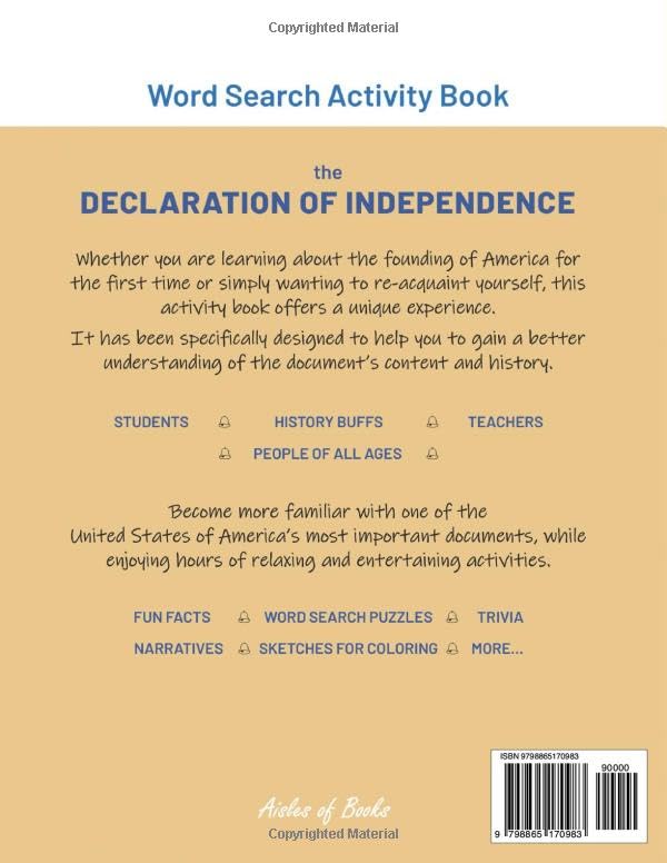 Declaration of Independence Word Search Activity Book: Word Puzzles, Trivia, and More (America Series)