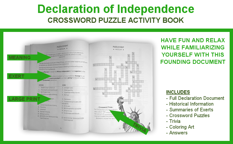 Declaration of Independence Crossword Puzzle Activity Book (America Series)