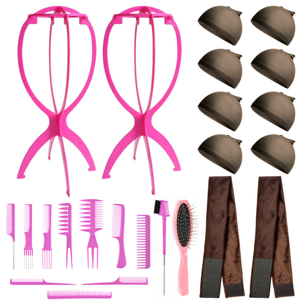 Wig Aisle (Wk014 - 2-wig Stand, 2-wig Grip, 8-wig Caps, 10-combs, 2-brushes) - Wig Accessory Kit