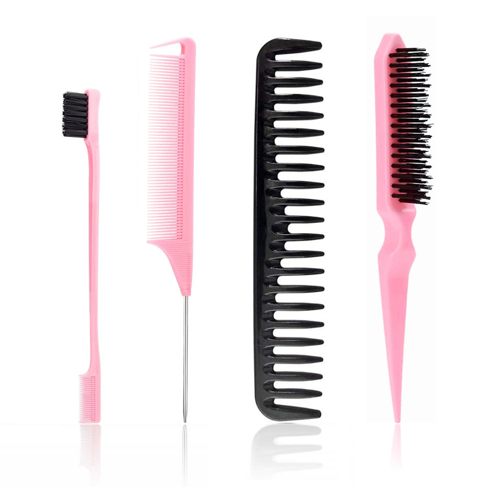 AC058 - 1-Parting Comb, 1-Edge Comb, 1-Tease Brush by Wig Aisle in color AC-PINK
