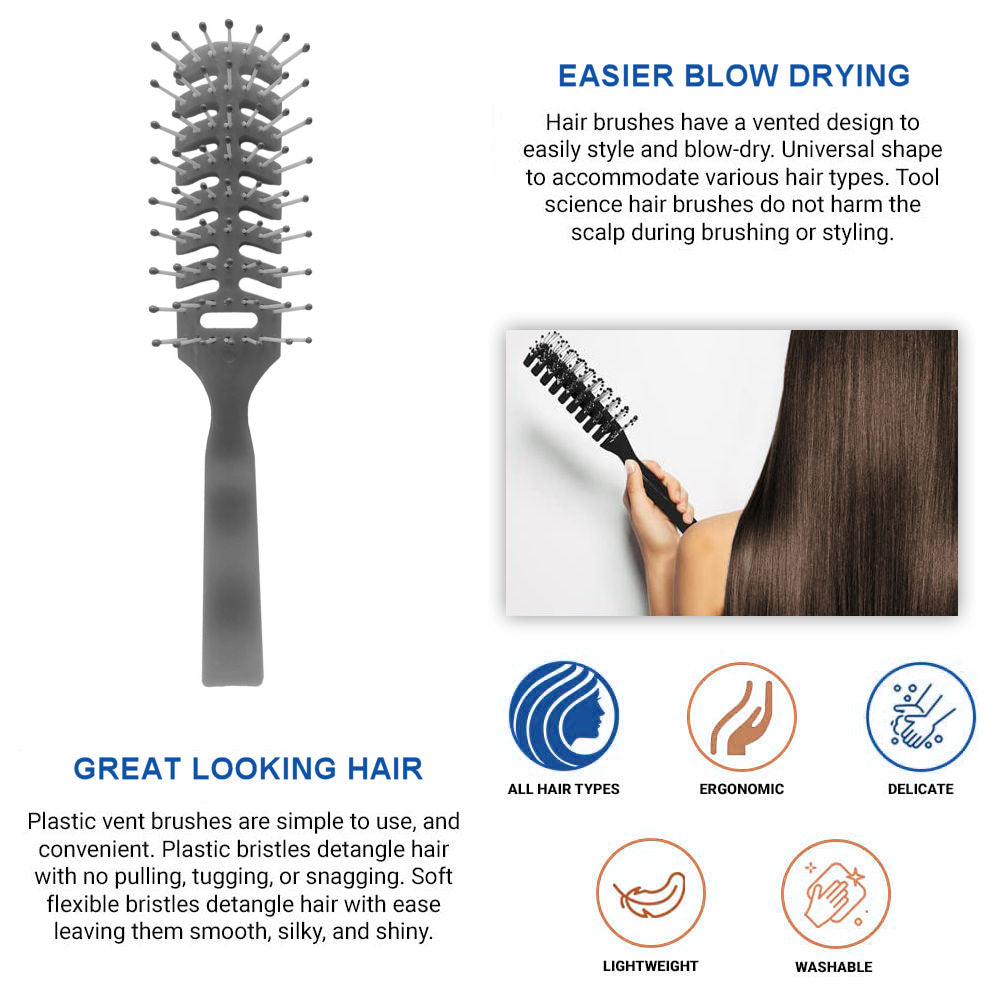 AC063 (10 Hair Combs, 1 Vented Hair Brush - Natural Hair & Wig Accessory Bundle