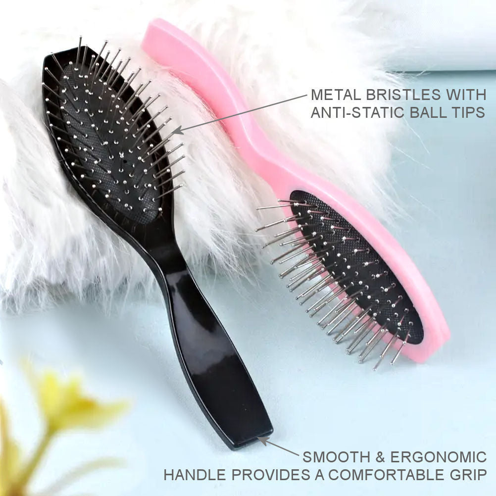 AC221 (Wig Brush With Wire Ball-tip & Wide Tooth Detangling Comb) - Hair Care Accessory