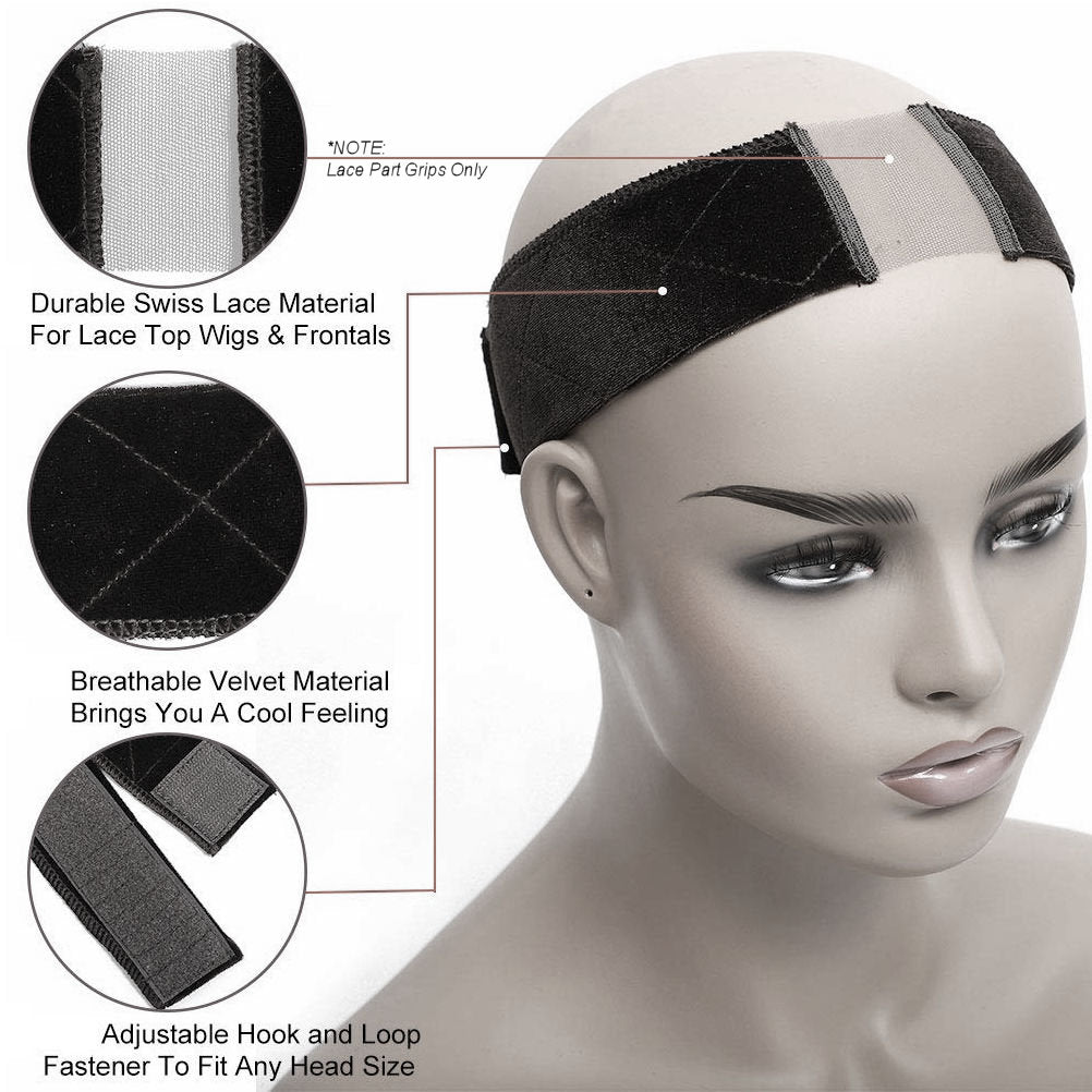 Wig Aisle (Wk054L - 2 Lace Wig Grip, 4 Wig Caps, Bobby Pins) - Wig Accessory Bundle