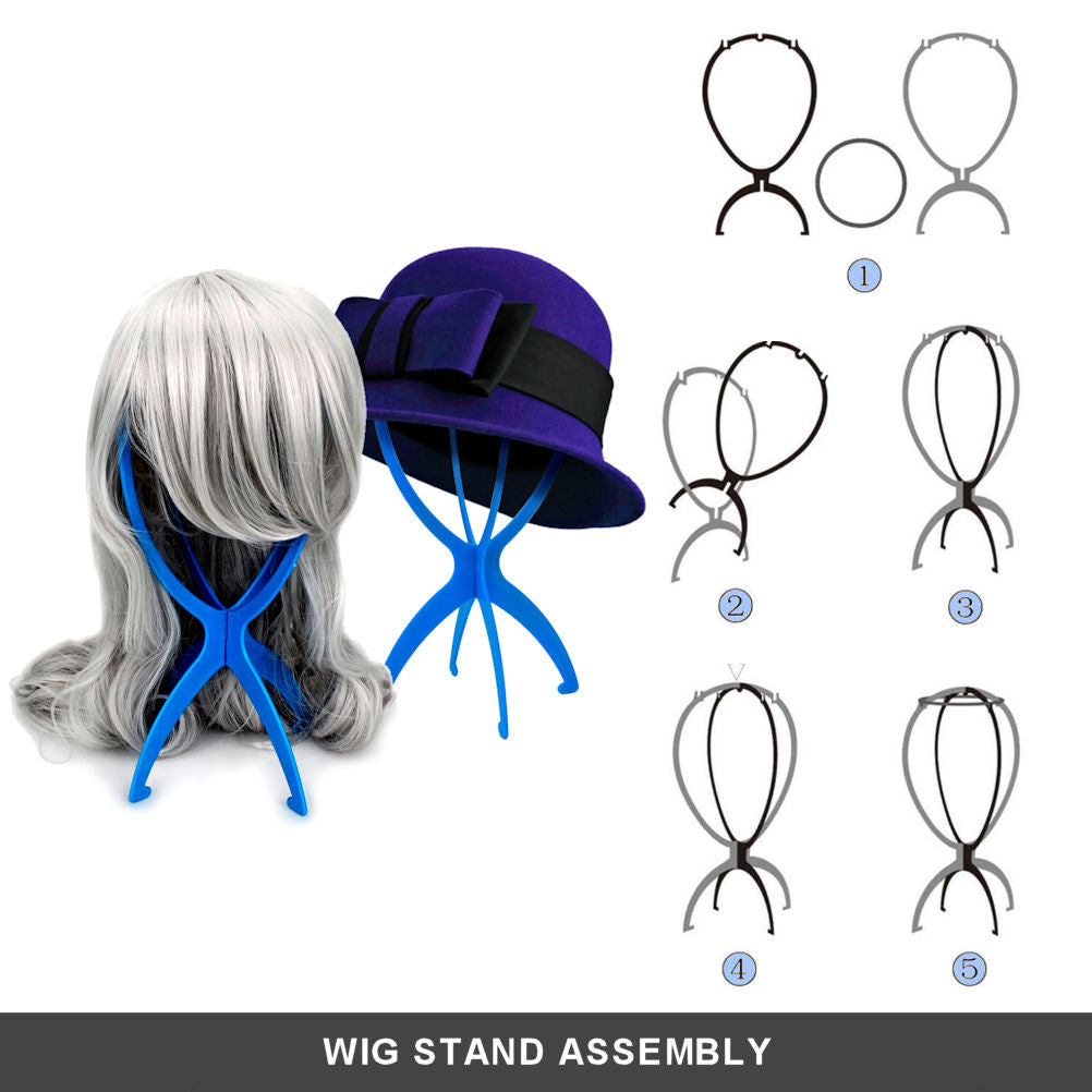 Wig Aisle (Wk015 - 1-wig Stand, 4-wig Caps, Bobby Pins) - Wig Accessory Bundle