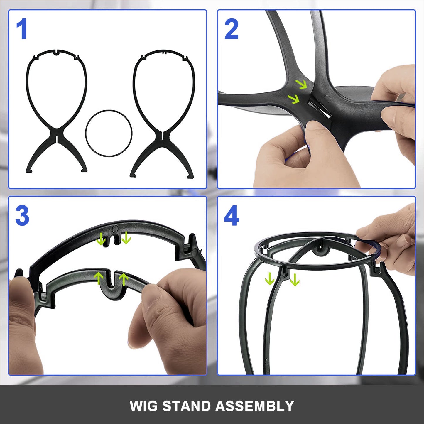 Wig Aisle (Wk042 - 2 Wig Stands, 1 Comb, 1 Cushion Brush) - Wig Accessory Bundle