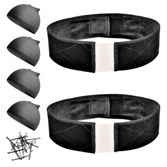 WK054L - 2 Lace Wig Grip, 4 Wig Caps, Bobby Pins by Wig Aisle in color WK-BLACK