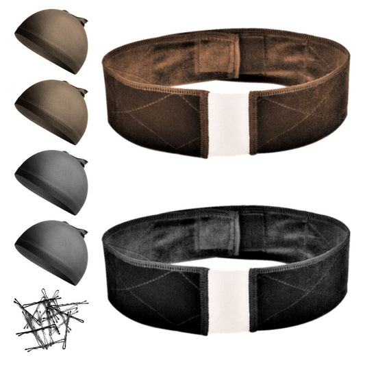 WK054L - 2 Lace Wig Grip, 4 Wig Caps, Bobby Pins by Wig Aisle in color WK-BLACK_DARK