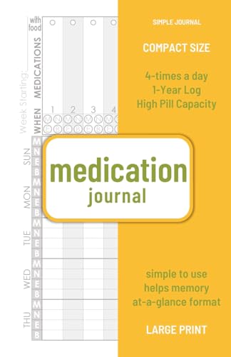 Medication Journal: Compact Size, 4-Times a Day, 7-Day Format Medicine Log Book - 1-Year Capacity