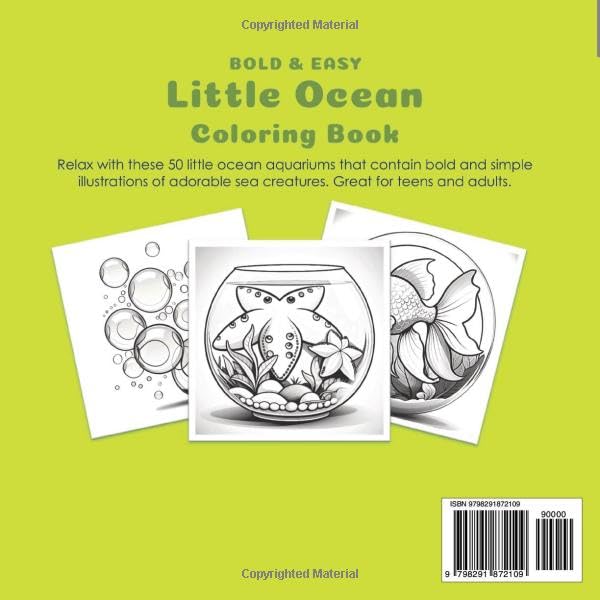 Little Ocean Coloring Book Left Hand Edition: Bold & Easy Cute Sea Creatures for Teens and Adults (The Happy Crayon)