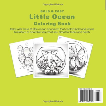 Little Ocean Coloring Book Left Hand Edition: Bold & Easy Cute Sea Creatures for Teens and Adults (The Happy Crayon)