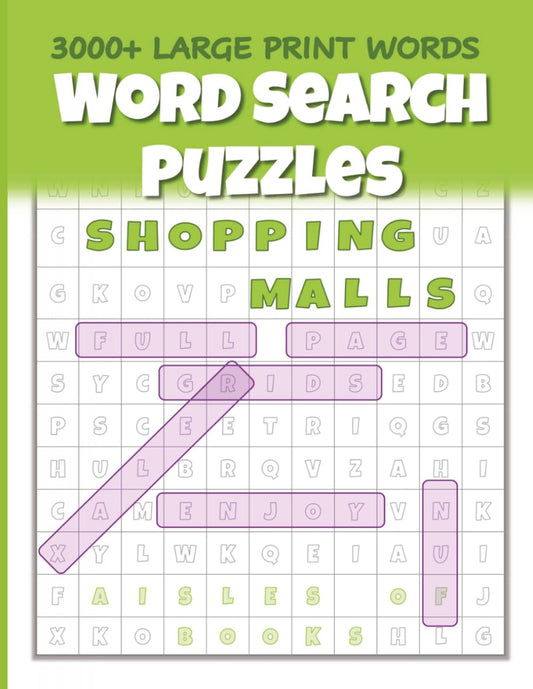 Word Search Puzzles Shopping Malls: Themed 3,000 Large Print Words, One Puzzle per Page for Teens, Adults and Seniors (Riddle N Reason)