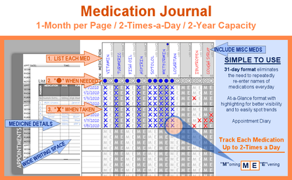 Medication Journal: 2-Times a Day, 31-Day Format Medicine Log Book - 2-Year Capacity
