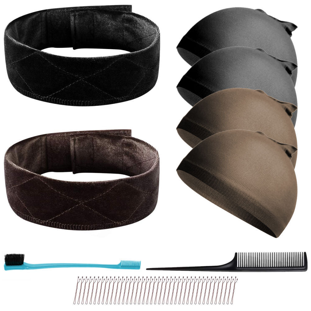 WK041 - 2 Wig Grip, 4 Wig Caps, Combs, Bobby Pins by Wig Aisle in color WK-BLACK_DARK