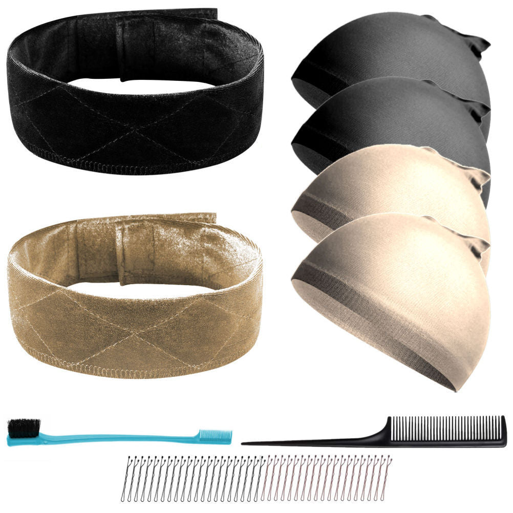 WK041 - 2 Wig Grip, 4 Wig Caps, Combs, Bobby Pins by Wig Aisle in color WK-BLACK_LITE