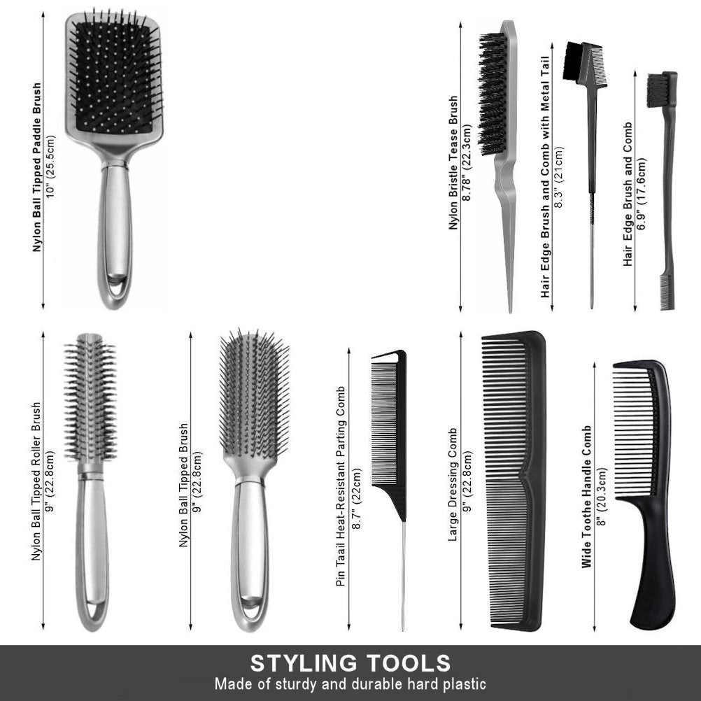WK042 - 2 Wig Stands, 1 Comb, 1 Edge Brush, 1 Cushion Brush - Wig Accessory Bundle