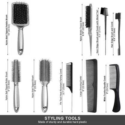 WK042 - 2 Wig Stands, 1 Comb, 1 Edge Brush, 1 Cushion Brush - Wig Accessory Bundle